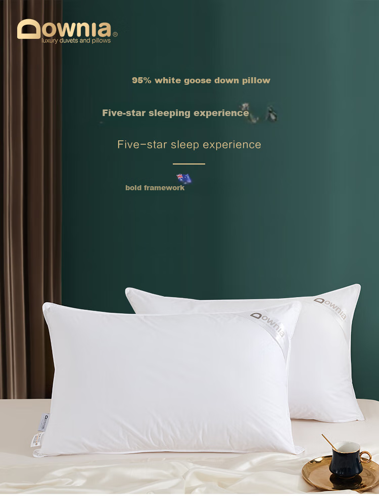 Downia Australian Pillow, Five-Star Hotel Down Pillow, 95% White Goose down Pillow, Soft Cotton Medium Pillow 74*48CM 1