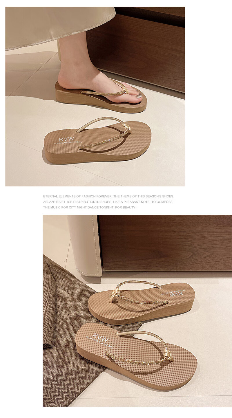 FOOTOPPO Women's Flip-Flops, Summer Outdoor Wear, Thick-Soled Thong Sandals, Non-Slip Beach Soft-Soled Slippers for Wome 1