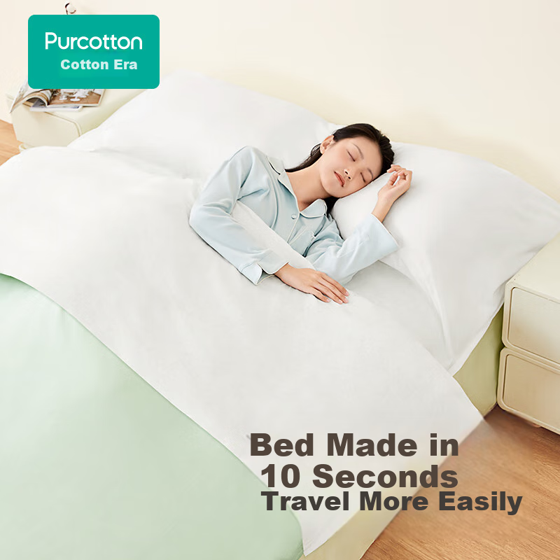 PurCotton Disposable Cotton Sleeping Bag Set with Four Bedsheets, Hygienic Barrier, 3 Packs, 1.9*2m