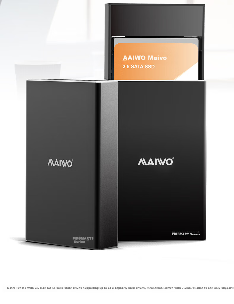 MAIWO Dual-Bay Mechanical Hard Drive Enclosure with RAID Disk Array Cabinet, Aluminum Shell Dual-Bay 2.5-Inch SSD Serial External Enclosure K25272C 11
