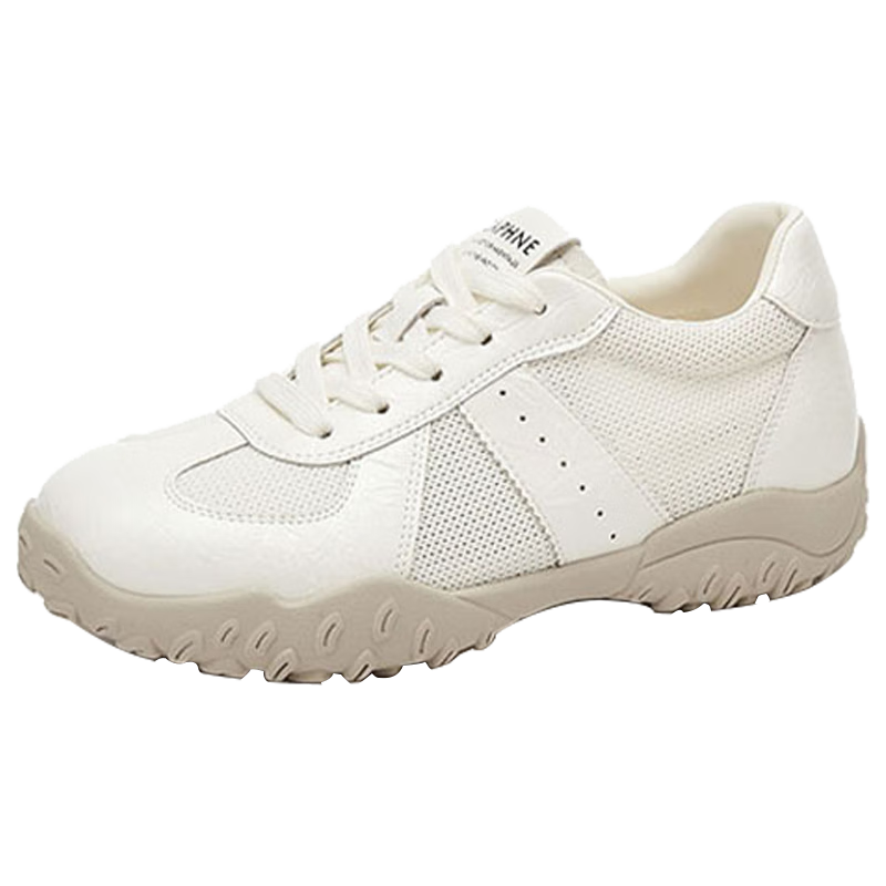 DAPHNE Women's Sports Casual Shoes, Lightweight Breathable, Height-Increasing Low-Top Lace-Up Training Shoes, Comfortable Travel Shoes, Beige, Size 36
