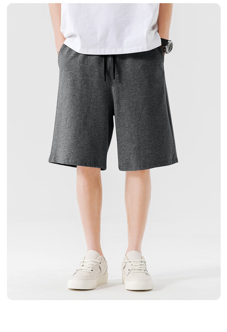 JEEP SPIRIT Men's Pure Cotton 5-Minute Shorts Summer 220G Heavyweight Breathable Versatile Sports Loose Large Size Casual Shorts 15