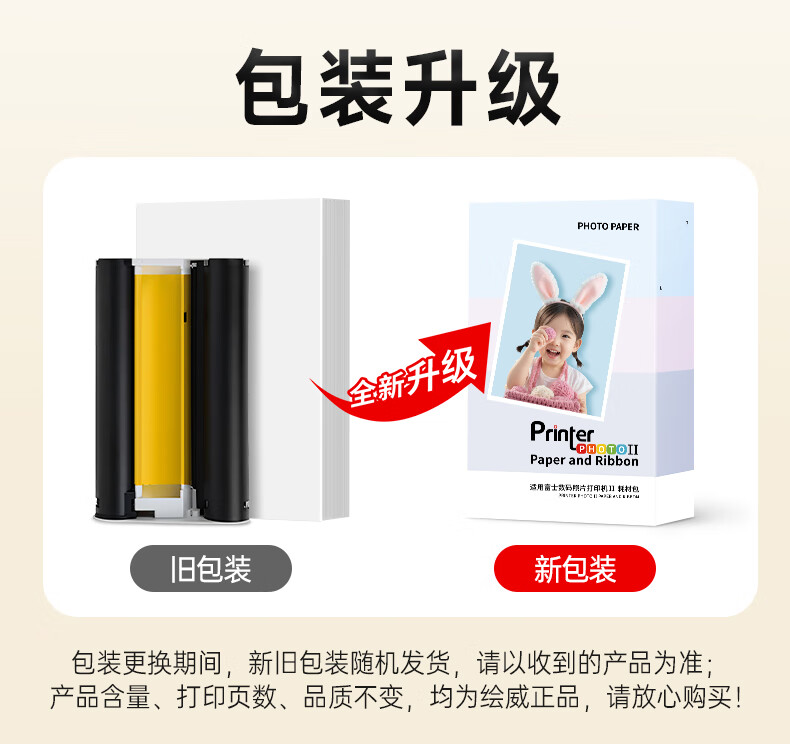 Huiwei Compatible with Fujifilm PSC2D Xiaoqiaoyin II Digital Photo Printer Second Generation, Photo Paper And Consumables Pack, 6-Inch Ribbon + 80 Sheets of Photo Paper 1