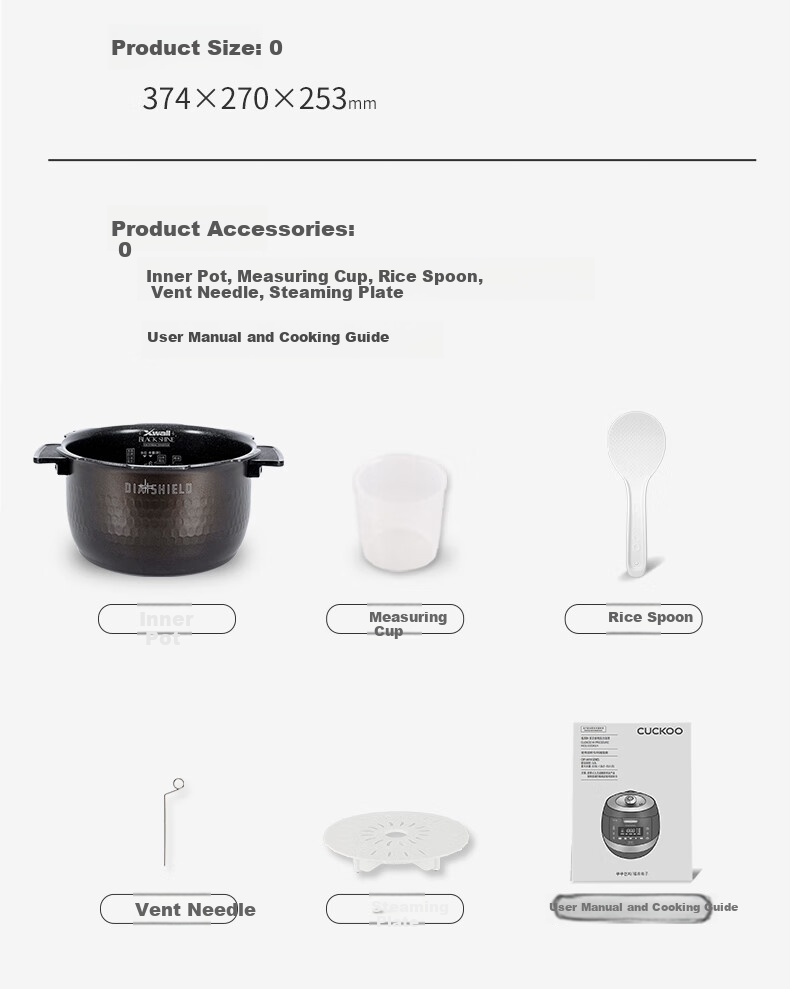 CUCKOO Korean Imported Multifunctional Pressure Cooker with No-Pressure Switching, Voice Prompt, Steamed Rice Non-Stick Pot, 3L Electric Pressure Cooker CRP-UT0611FGW 12