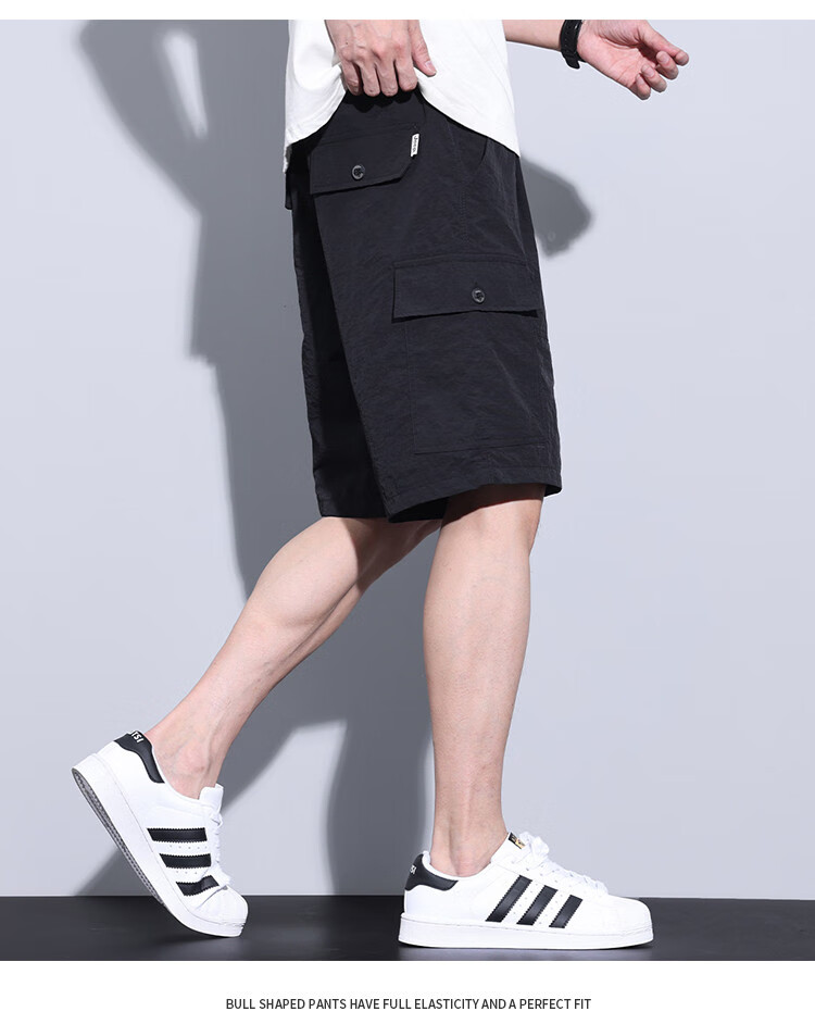 JEEP Ice Silk Workwear Five-Point Casual Shorts for Men, 2026 Summer Thin Loose Straight-Leg Cool Mid-Length Pants for Me 7