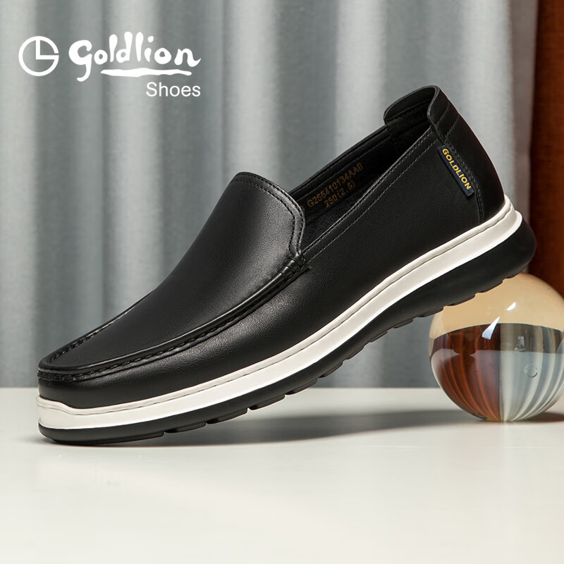 Goldlion [Clearance Sale for Out-Of Items] Men's Shoes, Same Style As in Department Stores, Slip-On Leather Shoes, Business Casual Shoes G255410134AAB Black Size 43