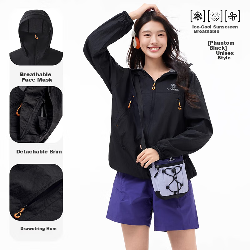 CAMEL [Wang Junkai's Choice] Sun Protection Clothing UPF50+, Breathable, Cool-Feeling, UV-Resistant Outdoor Fishing Jacket