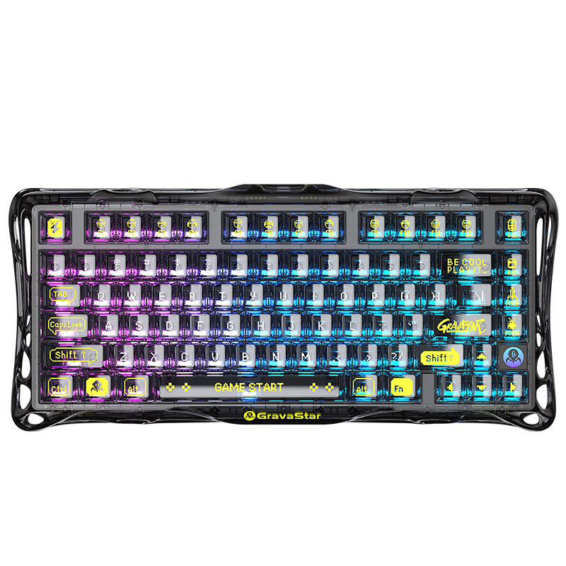 GravaStar GS K1 LITE Mechanical Keyboard, Gaming And Office Use, Wired/wireless/Bluetooth Tri-Mode, Gasket Customizable Side Engraving, Exploration Black
