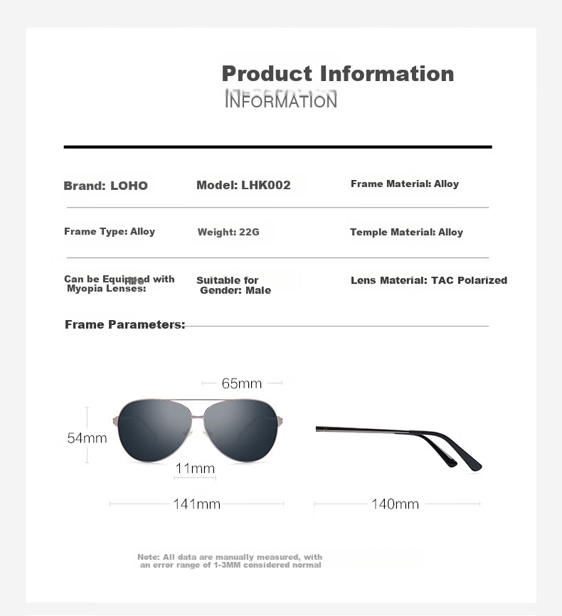 LOHO Classic Aviator Sunglasses, Polarized Sunglasses, Fishing And Driving-Specific, Sun Protection, Gift for Men, LHK002 12