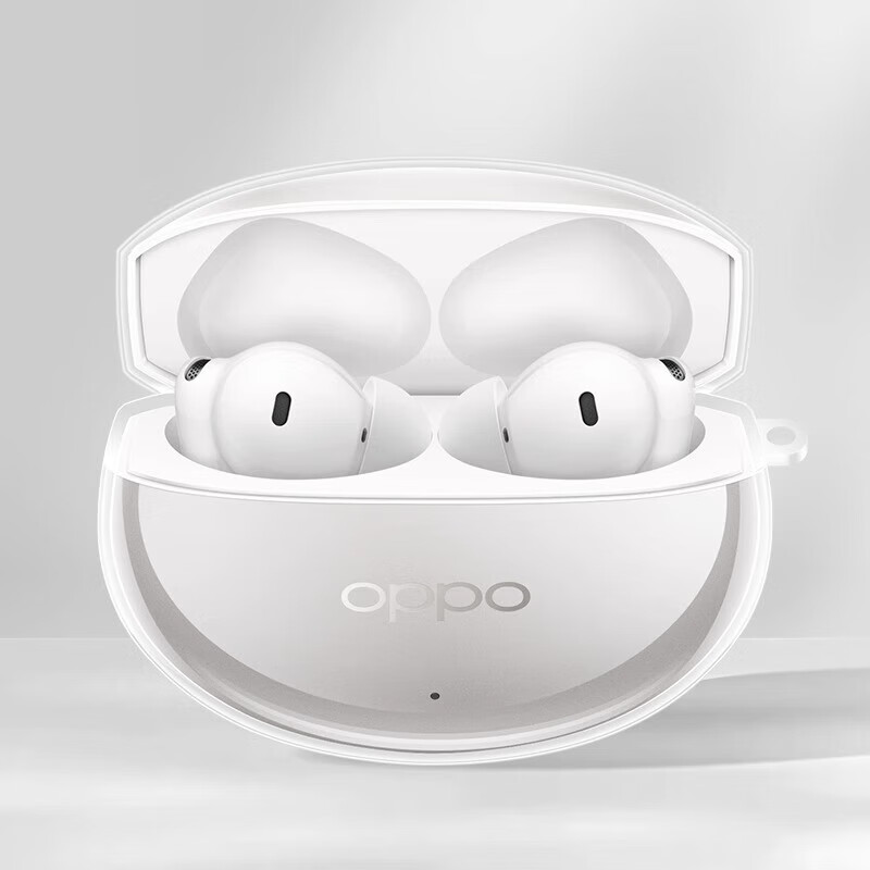 ESCASE Transparent Full Protection Case for OPPO EncoFree4, Shockproof Wireless Bluetooth Earphones, Dust-Proof Silicone Cover for Men And Women, Stain-Resistant Wear-Resistant Transparent + Lanyard 8