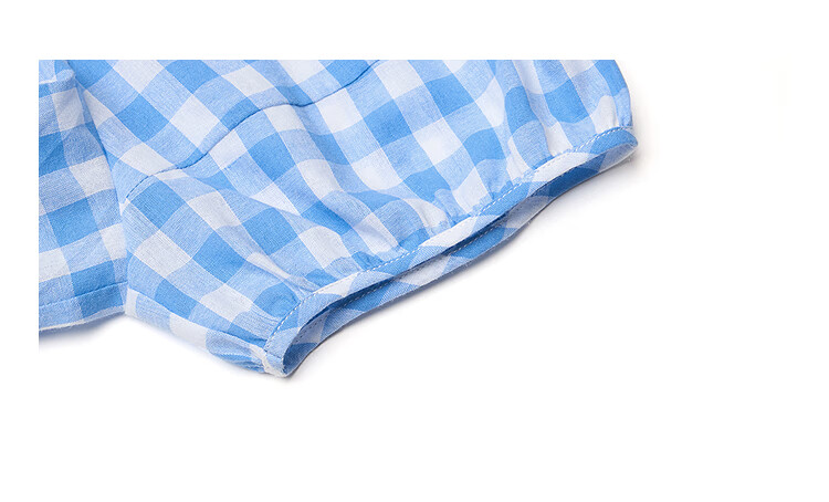 Inman 100% Cotton Sweet Plaid Shirt 2026 Summer New Women's Slim Waist Pleated Blouse Light Blue Plaid L 6