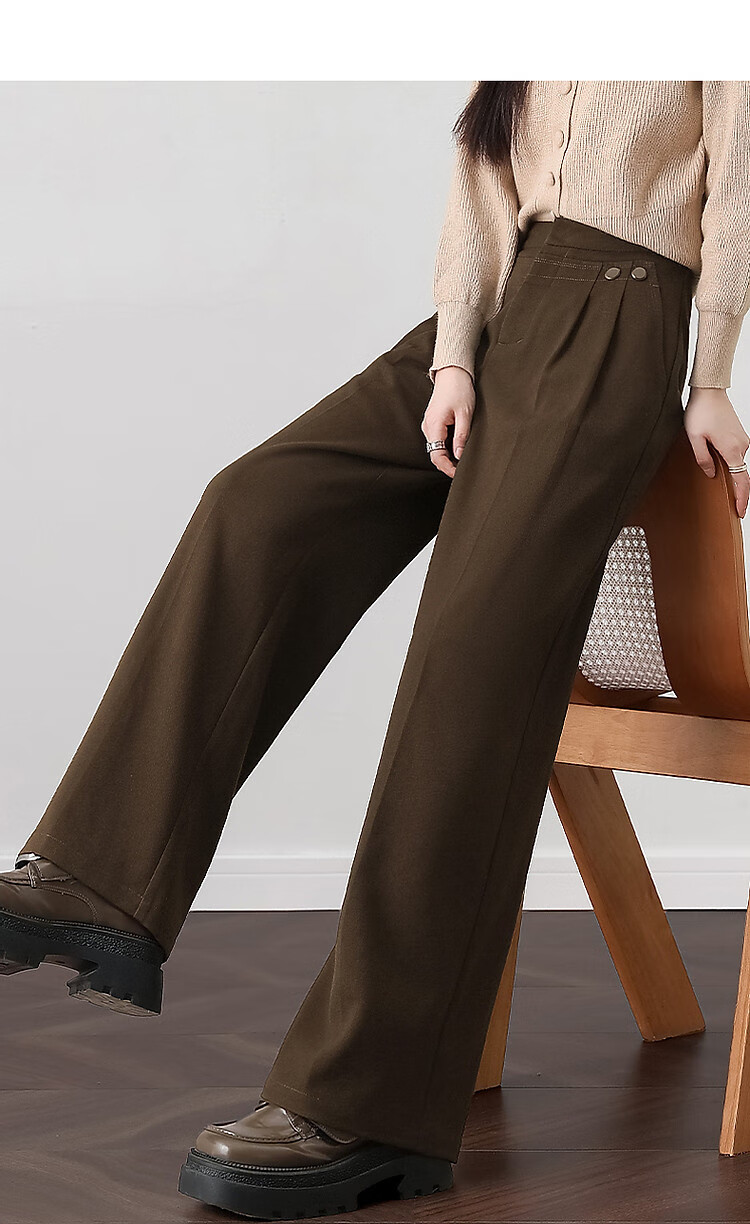 DME "Unconditionally Inclusive Leg Shape" Autumn Minimalist Design Patchwork Pleated Hem Decorative Button Straight Tube Concealed Meat Casual Pants 1