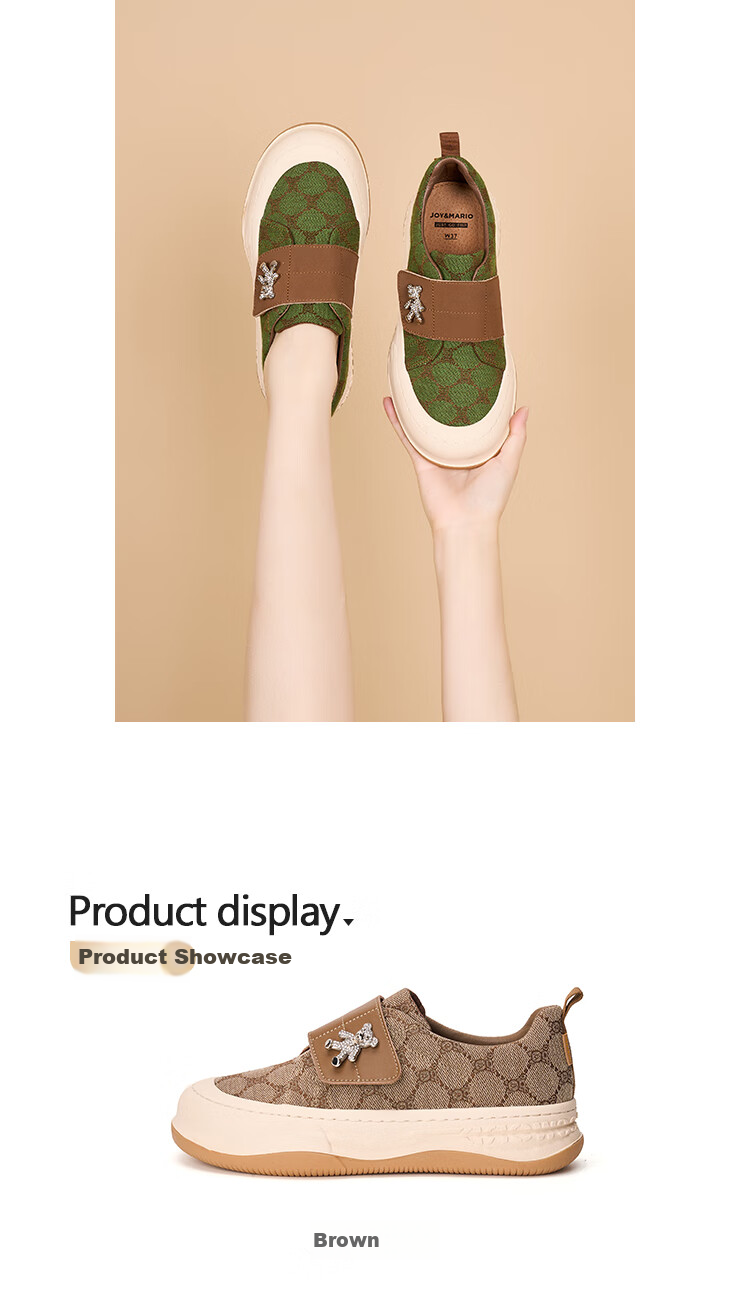 J&M Women's Loafers, Spring Thick-Soled Flats, Versatile Slip-On Casual Shoes, Green, Size 38 5