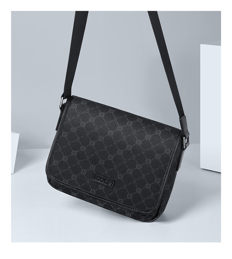 GOLF Shoulder Bag for Men, Crossbody Bag with Vintage Print, IPad And Phone Pouch, Water-Resistant Business Commuter Small Square Bag 18