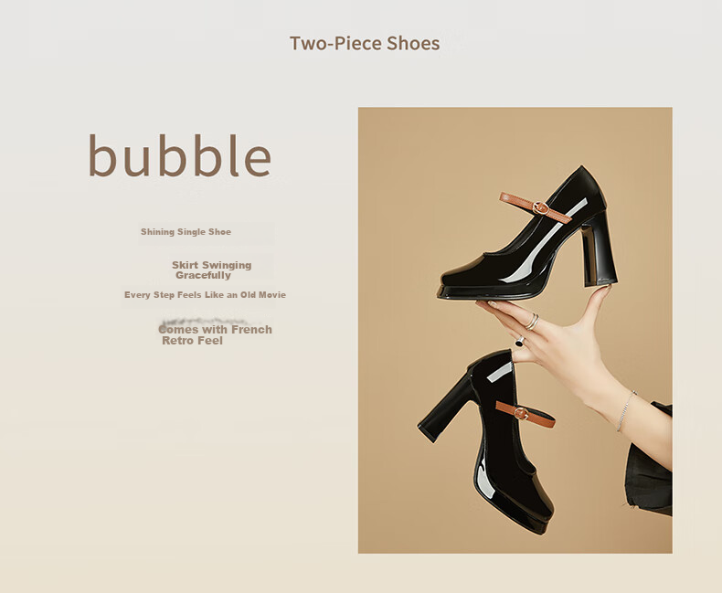 DAPHNE Ultra High Heels for Women, French Elegant One-Strap Buckle Square Toe Chunky Heel Pumps Women's 4623101118 Black Size 34 2