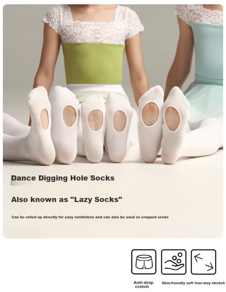 Bowuwuyuan Children's Dance Tights with Crotchless Design, Girls' Thin Pantyhose for Autumn Season 116230002-2.0 White L 1