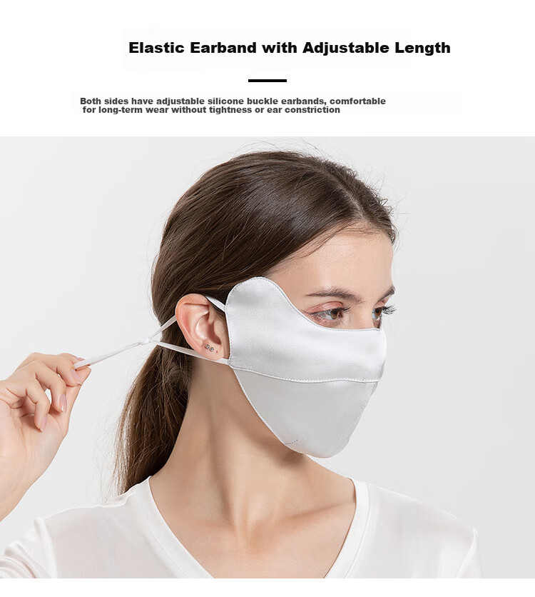 Shanghaigushi Silk Sun Protection Face Mask, Lightweight And Thin, 100% Mulberry Silk Face Cover for Women, Summer UV Protection for Driving, Silver Gray 4