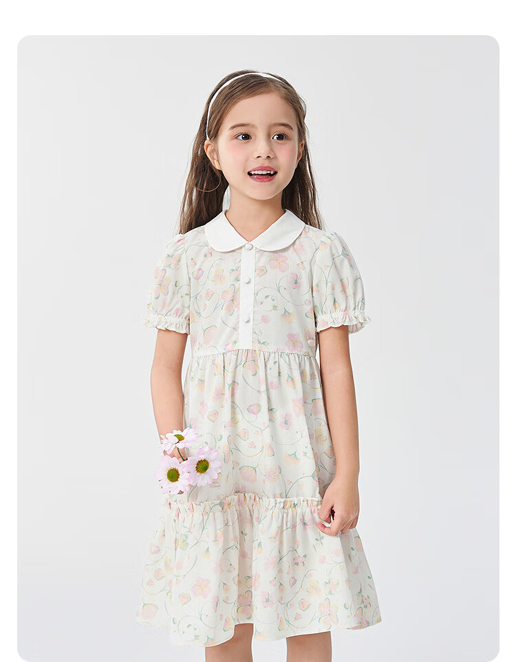 BALABALA Girls' Dress, Summer 2025, Big Girls' Hand-Painted Floral Dress [Same As In-Store], 202225111044 7