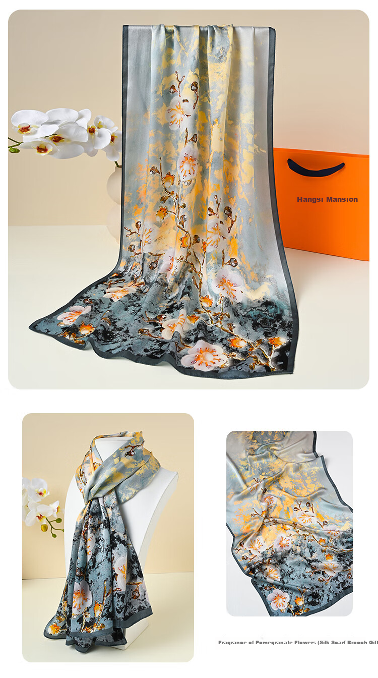 Hangsifu Silk Scarf, Shawl, Gift Box Set, Practical Birthday Present for Mom, Mid-Autumn Festival Gift 12