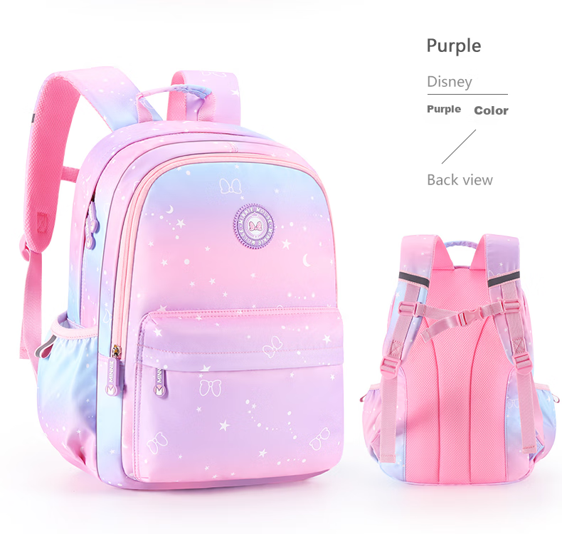 Disney Elementary School Backpack for Boys And Girls Grades 3-6, Water-Resistant, Antibacterial, Lightweight Schoolbag SM11913 Pink 13