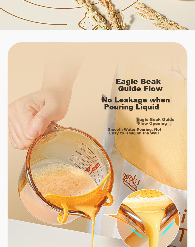 Mohuanchufang Glass Measuring Cup with Scale, Heat-Resistant Rice Washing Tool, Food-Grade Baking Filter, Egg Liquid Container, Home Breakfast Milk Cup 13