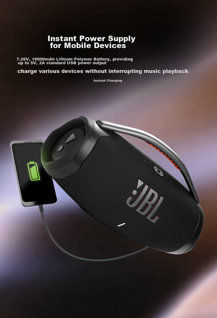 JBL BOOMBOX3 Portable Bluetooth Speaker, Outdoor Square Dance Loudspeaker, IP67 Dust And Water Resistant, HiFi Desktop Speaker 4, Black 5