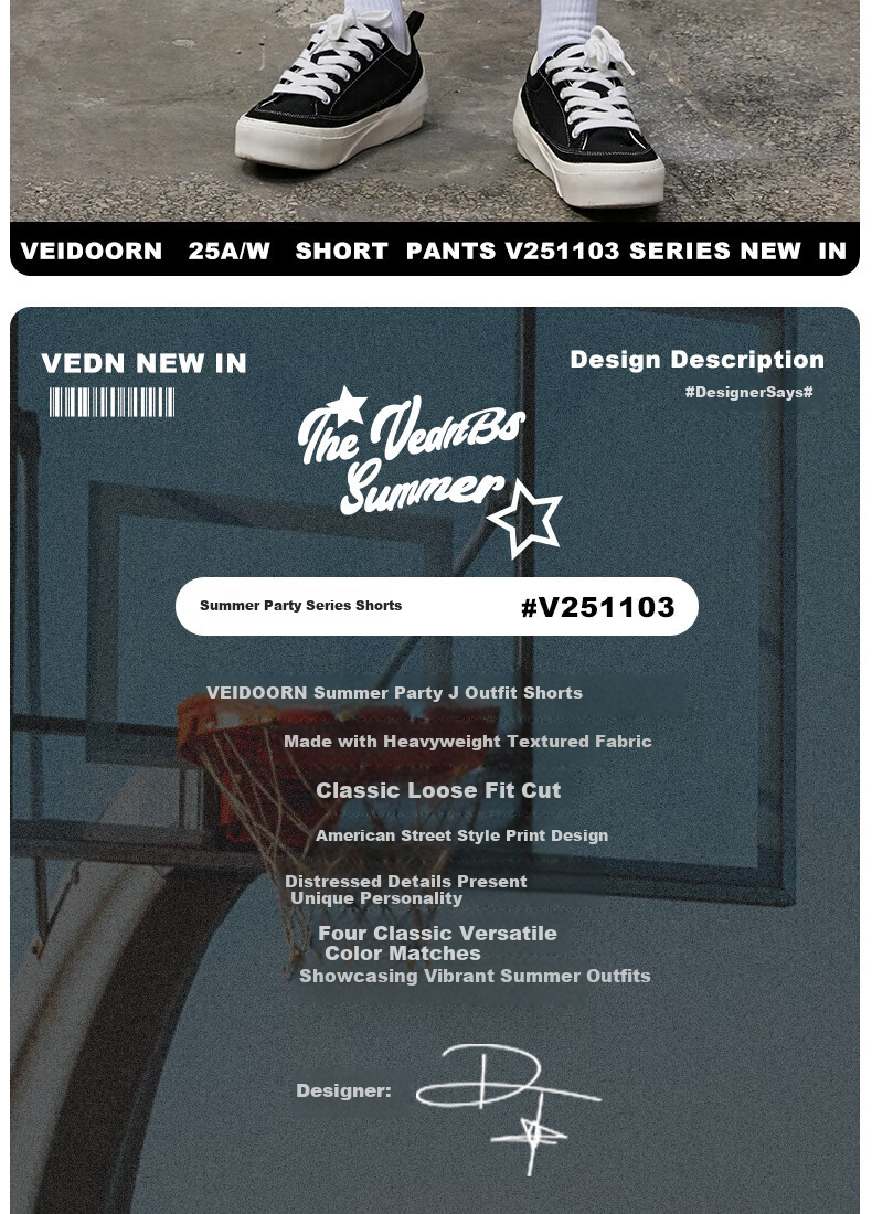 VEIDOORN Summer Heavyweight Party Shorts, Cotton Sweat-Absorbing Basketball Shorts, Sports Shorts, Loose Trendy Four-Point Pants, American Style for Me 2