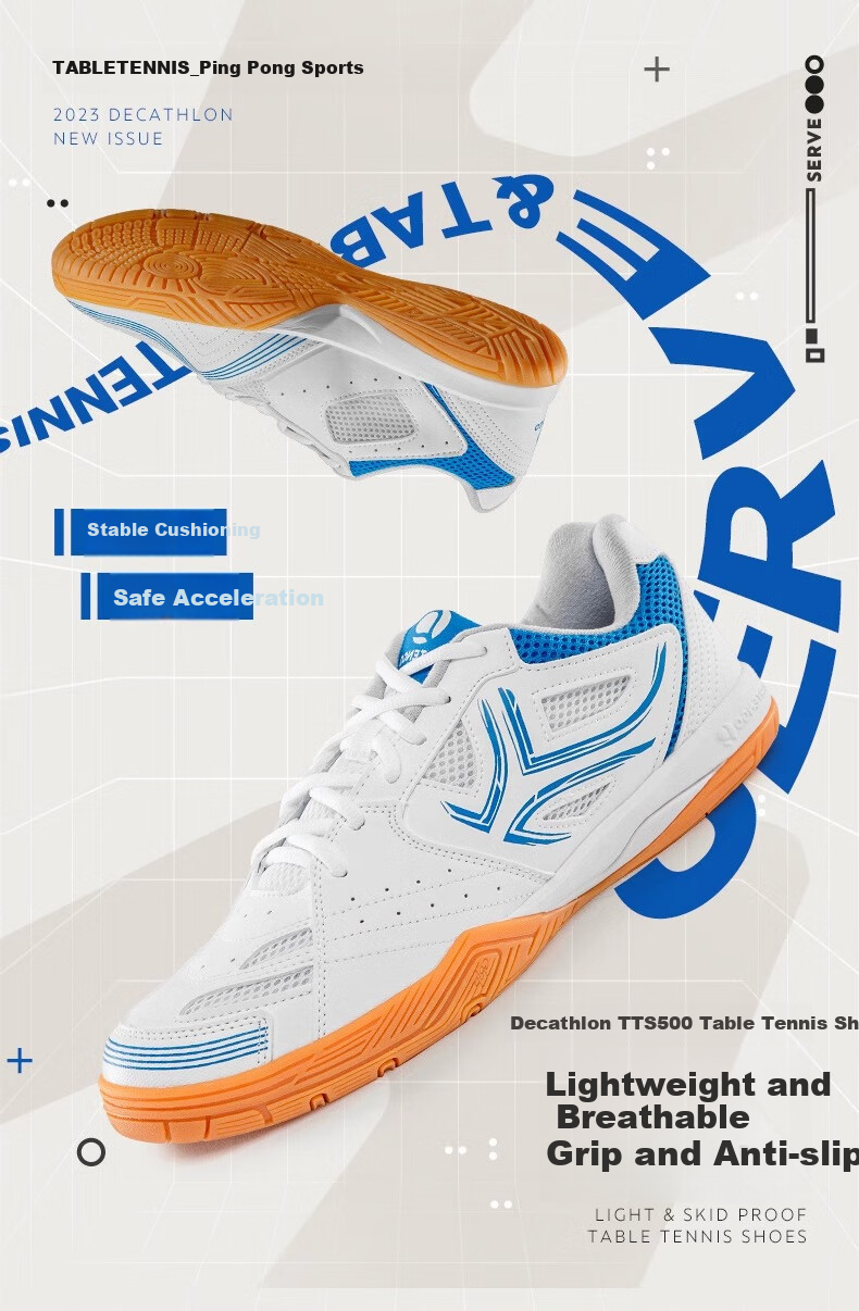 DECATHLON Table Tennis Shoes for Men, Women And Children with Rubber Soles, Breathable Training Tennis Shoes - 4219232 1
