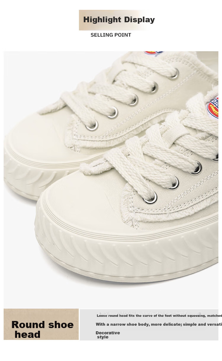 Dickies Women's Canvas Shoes, Trendy Casual Footwear, Low-Top Versatile Flat Shoes for Women, Black, Size 35 3