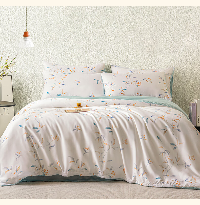 Wuyinliangpin 50s Lyocell Tencel Summer Bedding Set of Four Pieces for 1.5/1.8 Meter Bed, Duvet Cover 200*230cm, Elegant Style 12