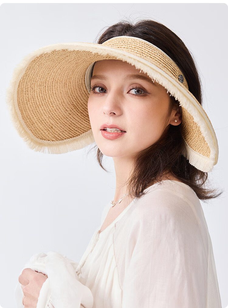 JIUMU Women's Straw Sun Hat Open-Top Summer Outdoor Face-Shielding Beach Vacation Hat 10