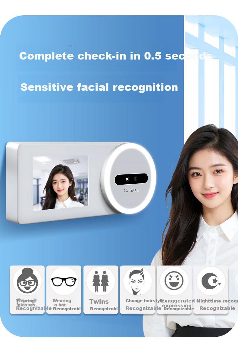 Enterprise WeChat Attendance Machine Fingerprint Time Clock with Built-in 4G Network Smart Cloud Attendance Device Employee Check-in and Check-out Fingerprint Punch Card Machine 6