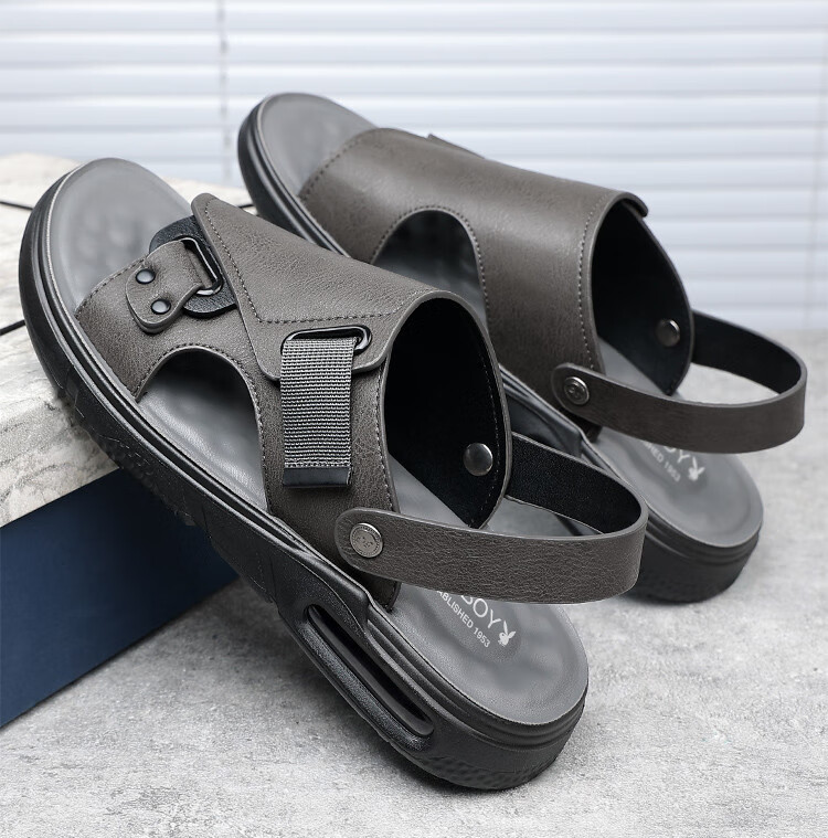 PLAYBOY Men's Lightweight Simple Trendy Comfortable Fashion Air Cushion Sandals Black Size 44 4