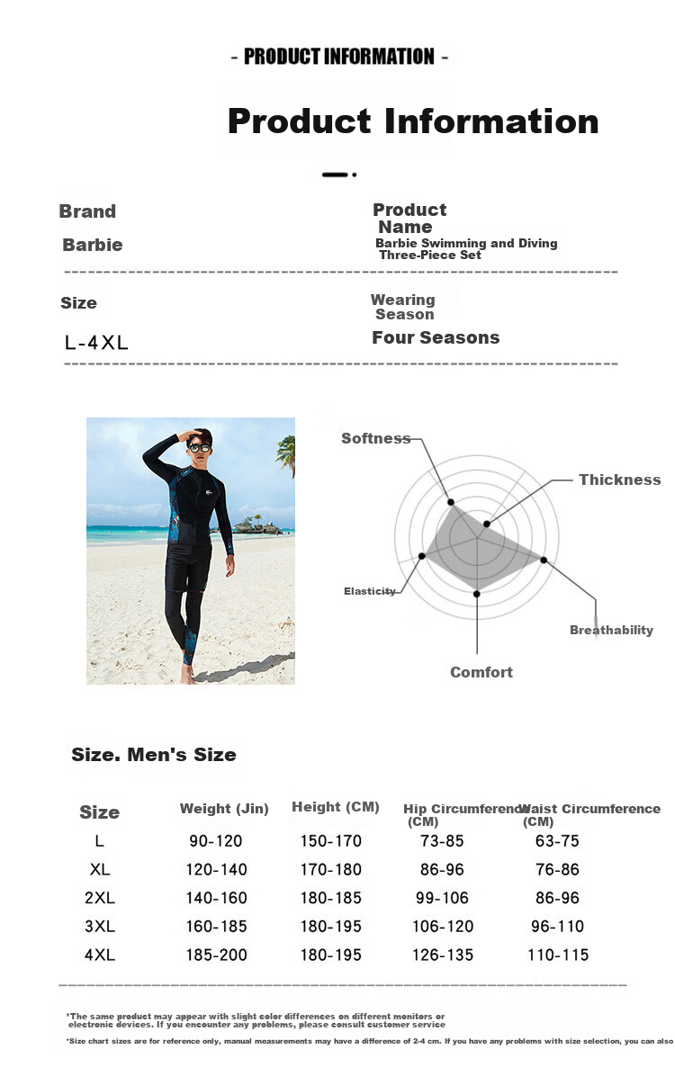 Barbie Couple's Wetsuits, Women's Two-Piece Long-Sleeve Sun Protection Jellyfish Suit, Snorkeling Suit, Surfing Suit Set, Slimming Swimwear 20