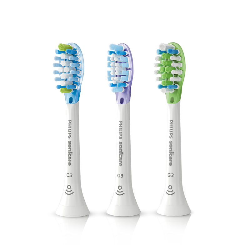 PHILIPS Electric Toothbrush Heads Official Original Compatible with Diamond 7/9/AI Series Brush Handles for Cleaning, Gum Protection And Whitening, 3-Piece Set, HX9073/67, White
