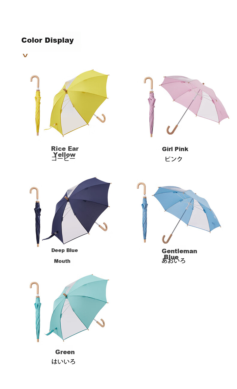 Obsu Japanese Transparent Children's Umbrella with Long Handle, Lightweight POE Cute Fresh Gentleman Blue Children's Transparent Umbrella 13