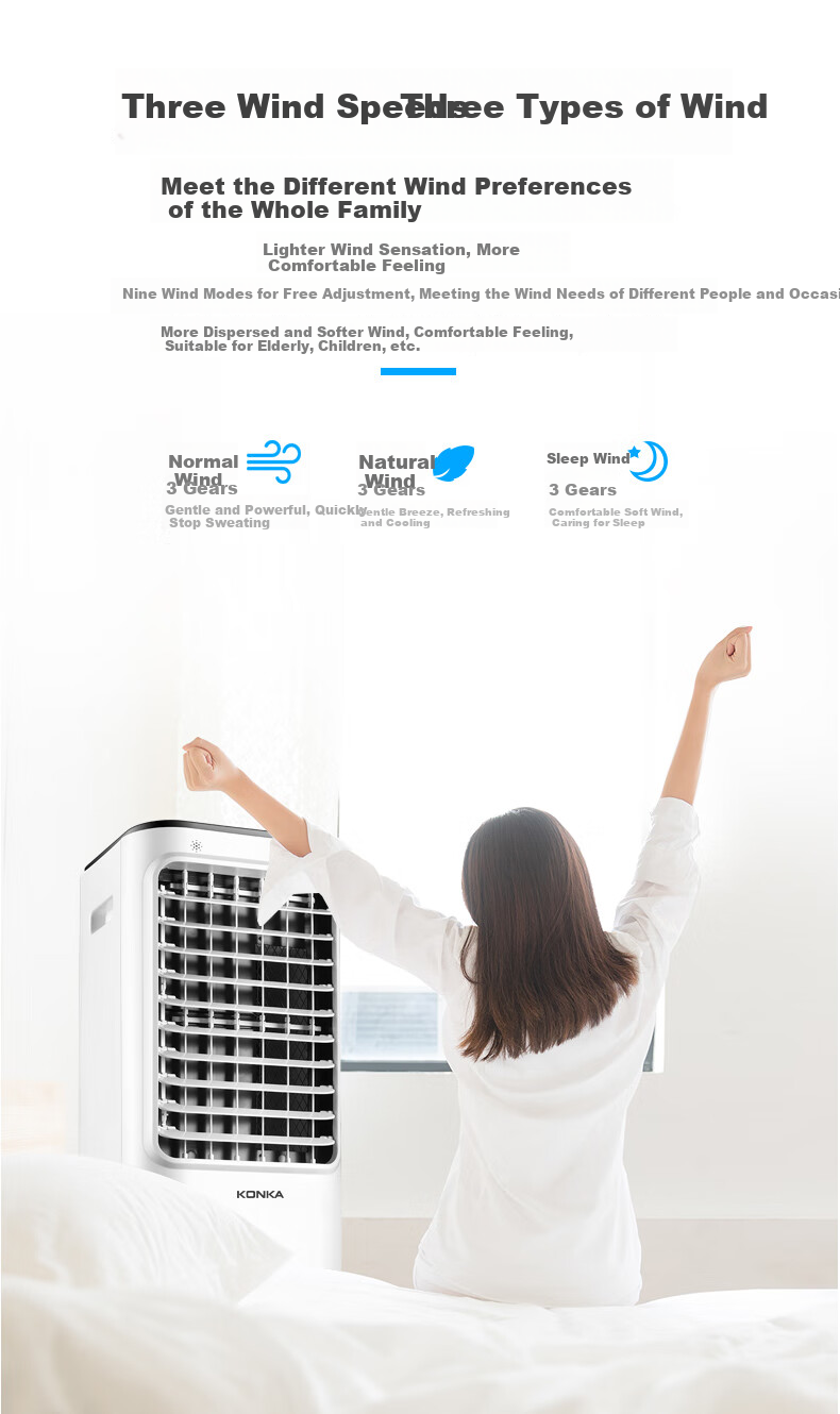 KONKA Air Conditioner Fan Remote Control Industrial Cooling Fan for Home Use, Movable Water-Cooled Fan, Cooling Machine for Commercial Use, Small Air Conditioner with Water Tank, Large Air Volume Cooling Fan, 12L Large Water Tank KF-LY26DY 7