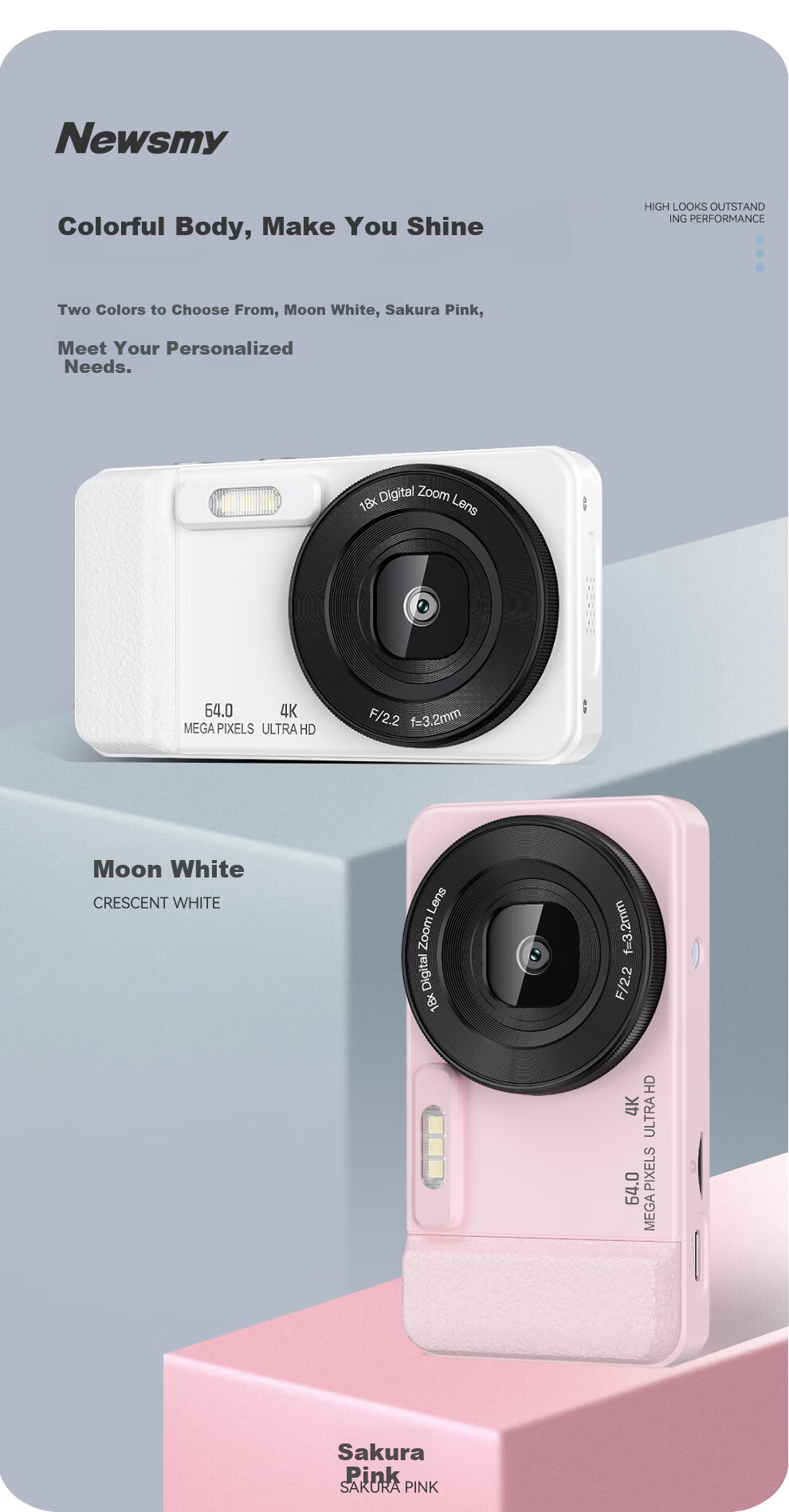 Newsmy N3 Digital Camera, Student-Friendly CCD Alternative, High-Definition Pixel, Campus Photography, Travel Portable, Compact Point-and-Shoot Camera, Entry-Level Camera, Birthday Gift for Girls, 128GB, Pink 17