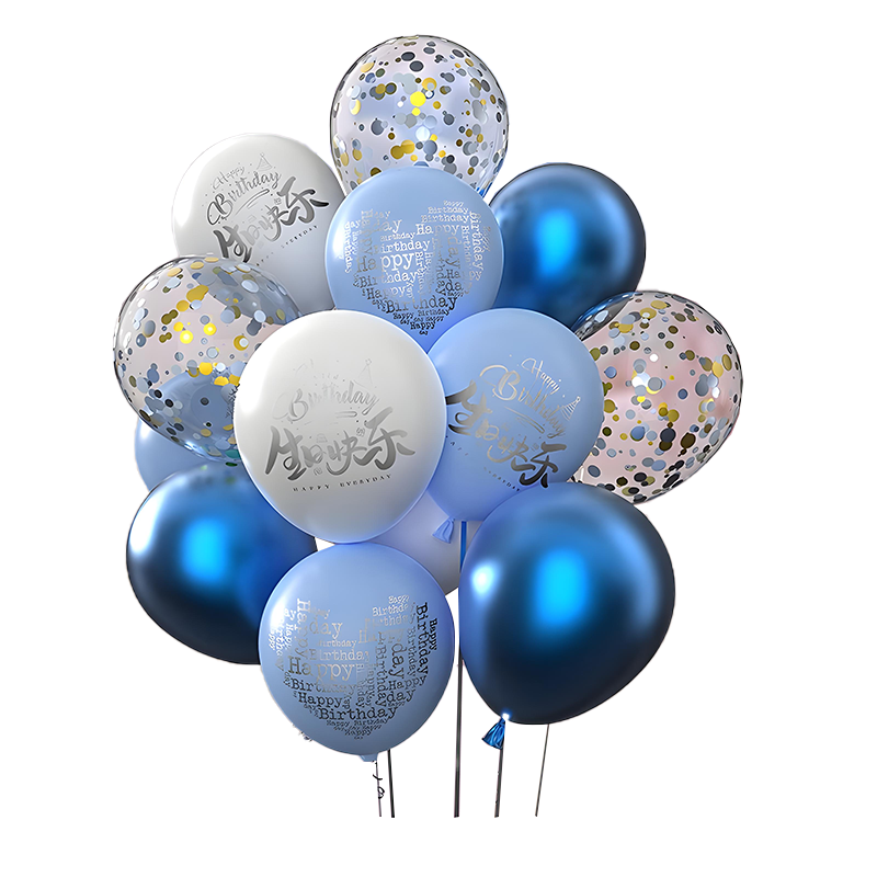 Domeyi Balloon Birthday Scene Decoration Birthday Balloon Props Atmosphere Event Decoration Colorful Blue 12-Pack