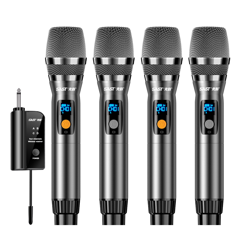SAST Ok-97 Rechargeable Wireless Microphone U-Band Home KTV Singing Stage Hosting Speech Karaoke Meeting Speaker Amplifier FM Universal One-To Metal Microphone