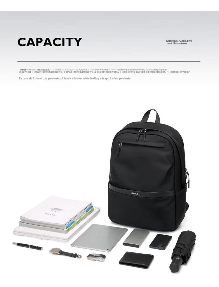 GOLF Laptop Backpack for Men, 17.3-Inch, Huawei Notebook, Business Travel Backpack, College Student Schoolbag, Black 6