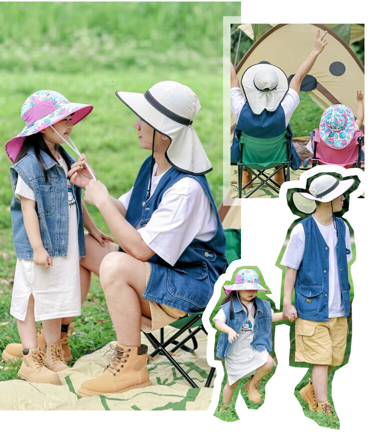 SUNDAY AFTERNOONS Kids Sun Protection Hat Baby Outdoor Beach Wide Brim Fish Tail Sunshade Hat Coral Pink M 18