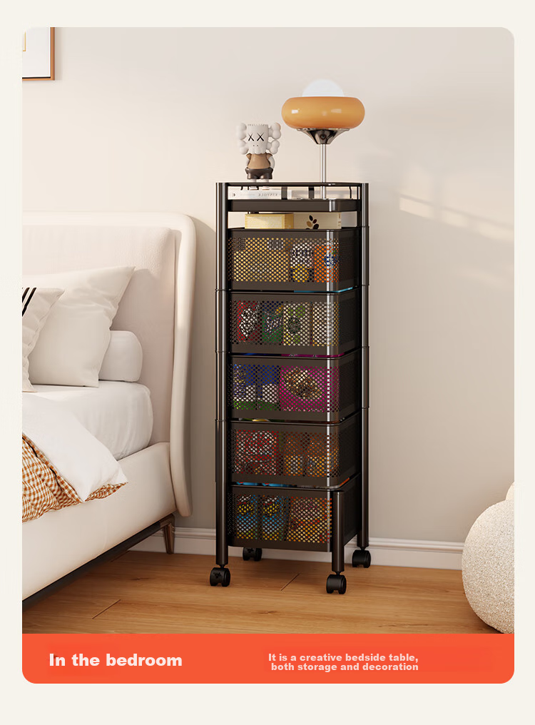 QIAONAMEI Kitchen Storage Rack, Floor-Standing Vegetable Stand, Rotatable Shelf, Multifunctional Storage Rack, 1118-6 10