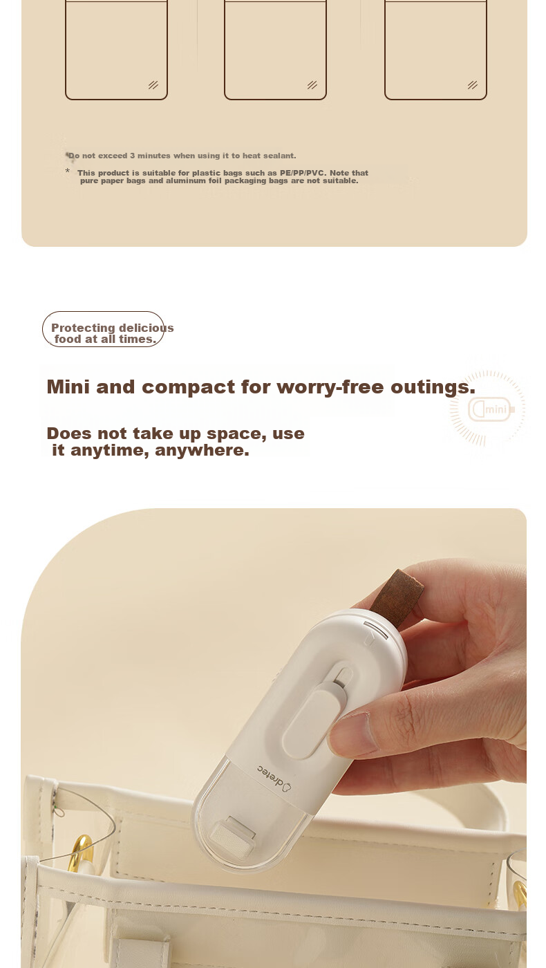 Dretec Mini Sealing Machine, Plastic Sealing Machine, Food Sealer, Mooncake Sealer, Dessert Sealing Tool, Package Opener, Unboxing Tool 5