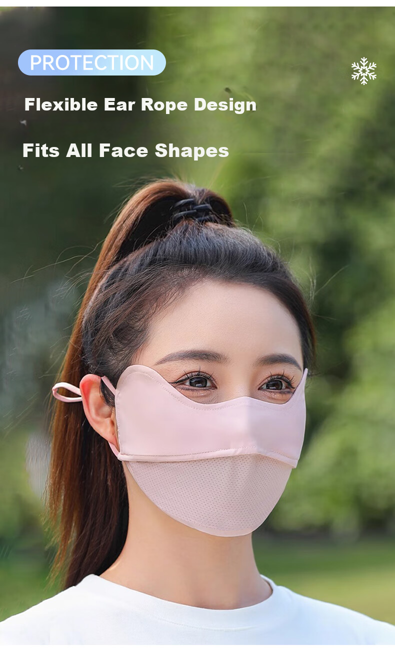 FitonTon Sun Protection Face Mask for Women, Summer Breathable Seamless UV-Resistant Cycling Driving Sunshade Face Shield 7