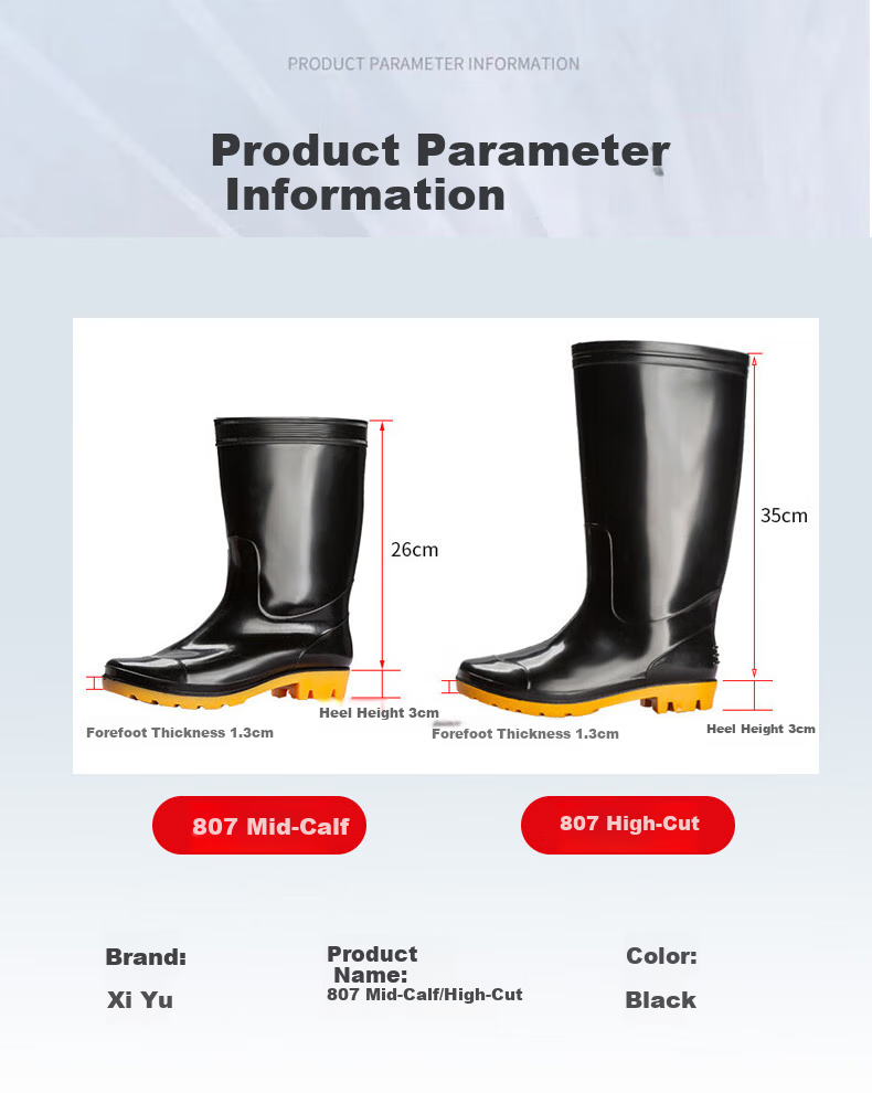 Xiyu Men's Waterproof Shoes, Lightweight Rubber Shoes, Non-Slip Rain Boots, Overshoes, Chef Shoes XY807, Black Mid-Calf, Size 37 1
