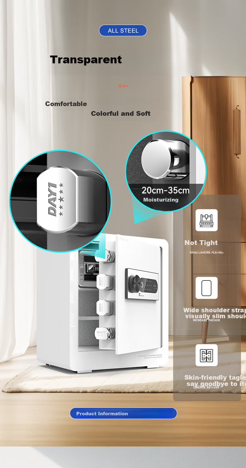 DAYI Safe, Home Small Fingerprint Password Office All-Steel Anti-Theft, Can Be Built into Wall Or Cabinet, High 35cm Obsidian Black Fingerprint 5