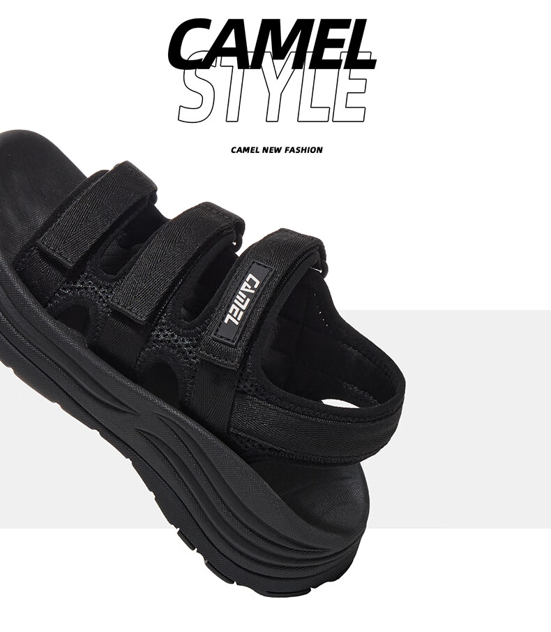 CAMEL Wave Sports Sandals for Women, Breathable Thick-Soled Velcro Beach Shoes X25B16L2039 Milk White/Purple 36 15