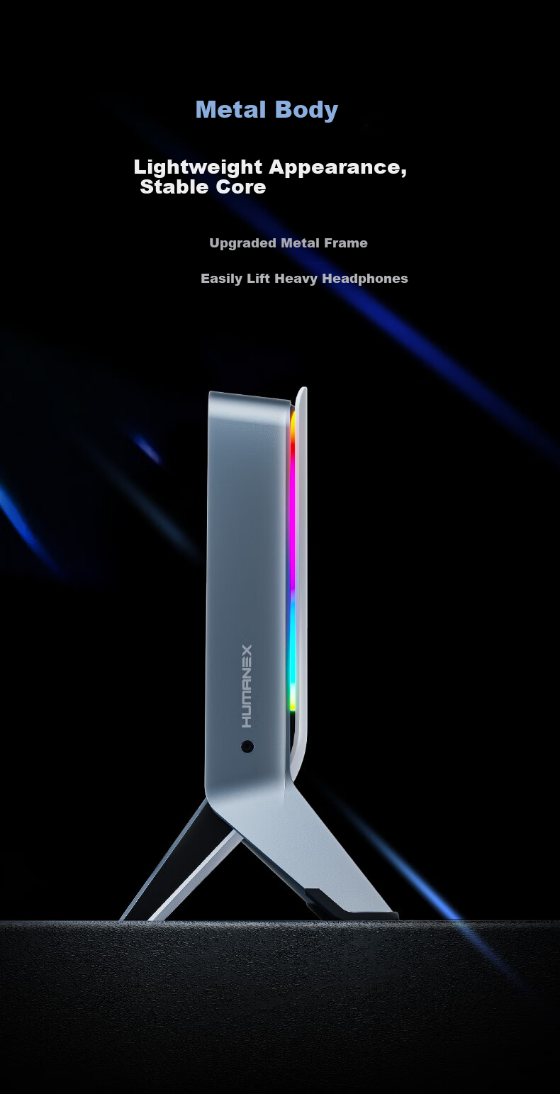 HUMANEX Multifunctional Headphone Stand, Over-Ear Gaming RGB Desktop Storage Headphone Rack AX1-G 5