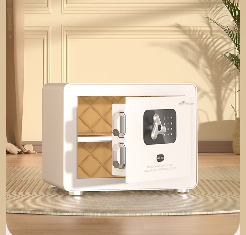 Deli Safe, Home Fingerprint Password Storage, Office Financial Confidential Box, Automatic Door Opening, Thickened Lock Bolt, 60cm White AE641-Z 2